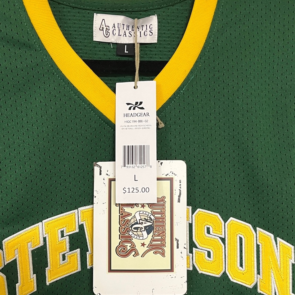 🏀⛹🏾🏀 Jalen Brunson Stevenson High School Green & Yellow Basketball Jersey - Picture 2 of 4